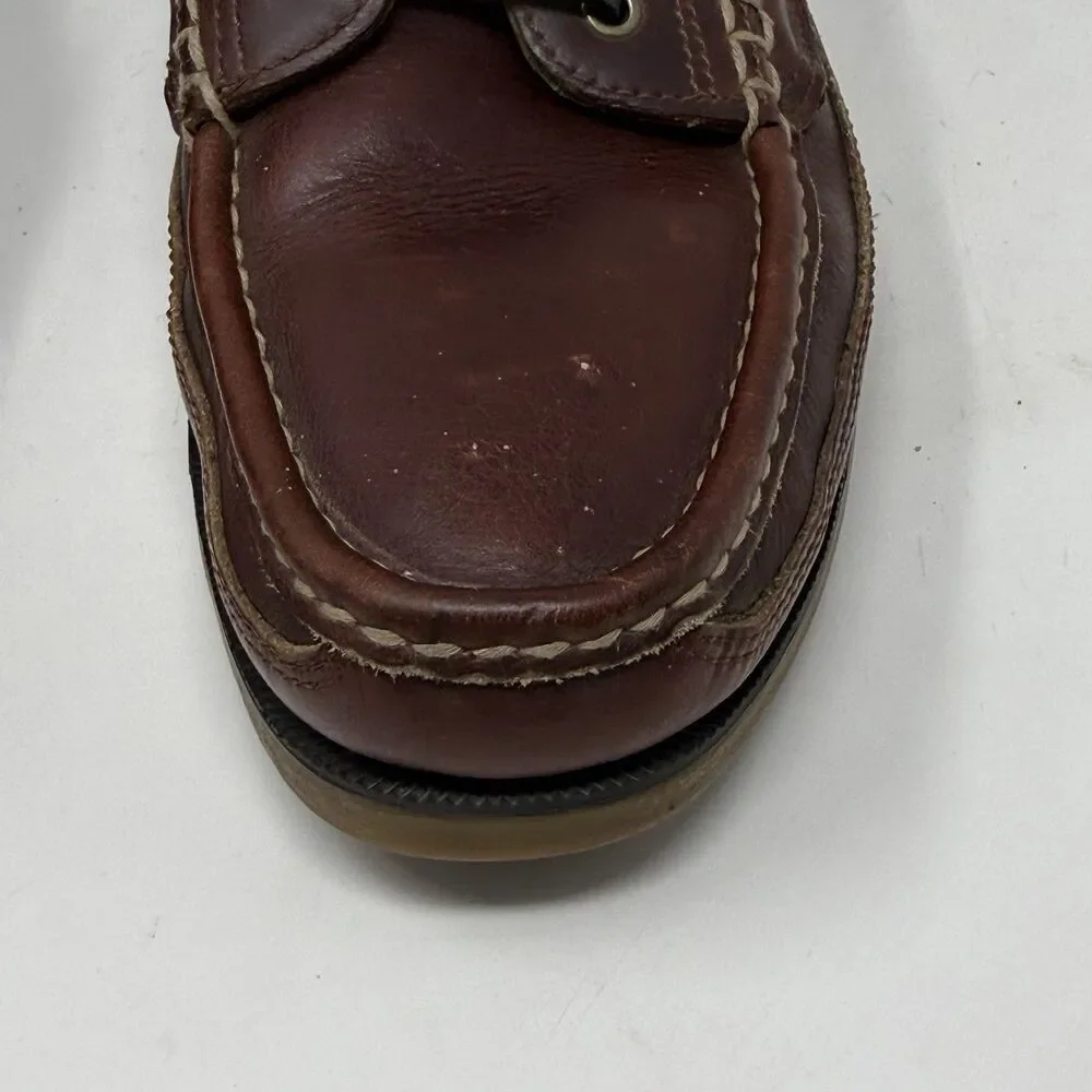 Dockmasters Boat Shoes Mens 12 M Brown Leather Hand Sewn Moccasin Preppy